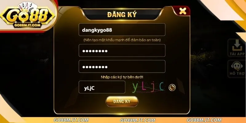 Các bước đăng ký Go88
