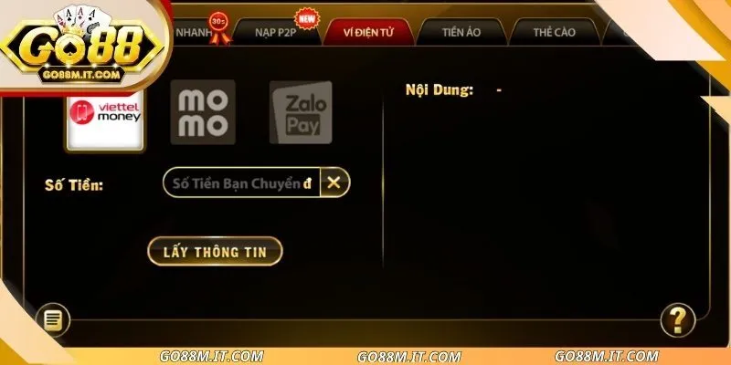 Các bước nạp tiền Go88 chuẩn
