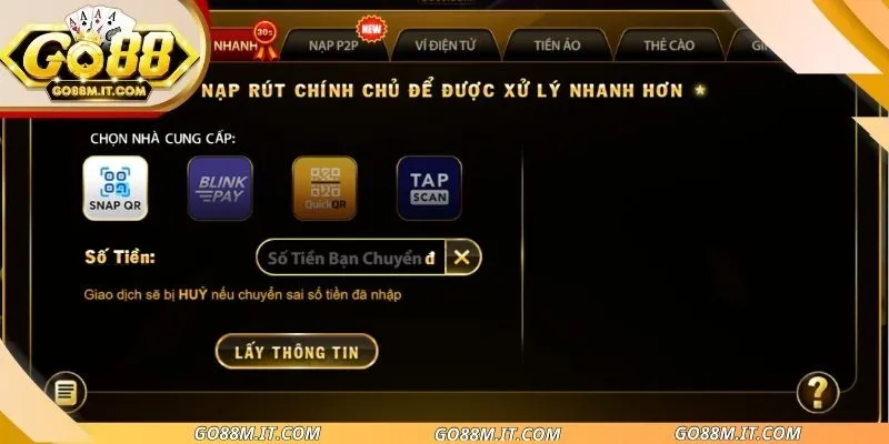 Đa dạng phương thức nạp tiền