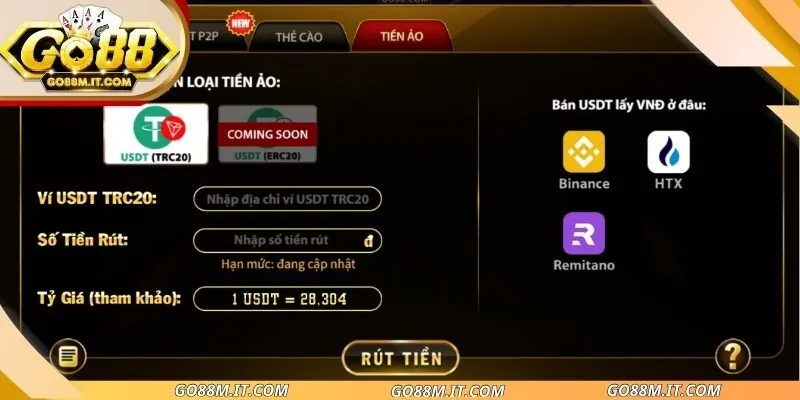 Cách rút tiền go88 từng bước
